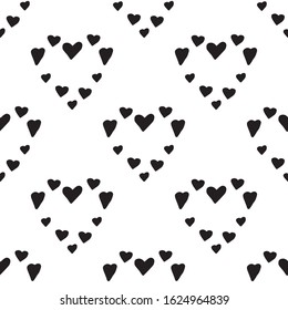 Abstract nordic trandy pattern with hearts for decoration interior, print posters, greating card, bussines banner, wrapping in modern scandinavian style in vector. Doodle style