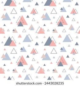 Abstract nordic triangle seamless pattern design in pastel colors, for decoration interior,print posters, wrapping paper in modern scandinavian style in vector.Texture on changeable white background.