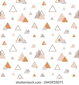 Abstract nordic triangle seamless pattern design in pastel colors, for decoration interior,print posters, wrapping paper in modern scandinavian style in vector.Texture on changeable white background.
