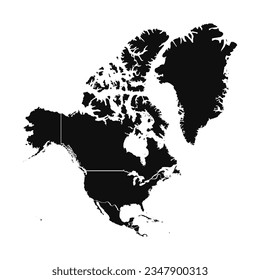 Abstract North America Silhouette Detailed Map, can be used for business designs, presentation designs or any suitable designs.