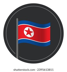 Abstract North Korea Flag Flat Icon in Circle Isolated on White Background