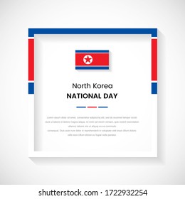Abstract North Korea flag square frame stock illustration. Creative country frame with text for National day of North Korea