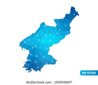 Abstract North Korea Map geometric rumpled triangular low poly style gradient graphic on white background , line dots polygonal design for your . Vector illustration eps 10