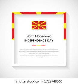 Abstract North Macedonia flag square frame stock illustration. Creative country frame with text for Independence day of North Macedonia