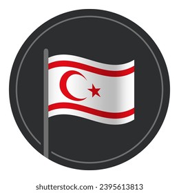 Abstract Northern Cyprus Flag Flat Icon in Circle Isolated on White Background