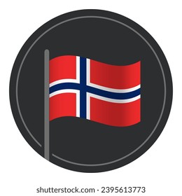 Resumen Icono plano de la bandera noruega en círculo aislado en fondo blanco