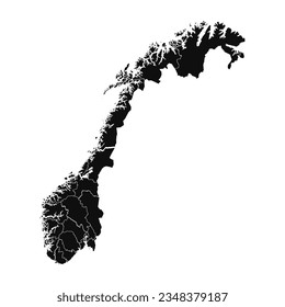 Abstract Norway Silhouette Detailed Map, can be used for business designs, presentation designs or any suitable designs.