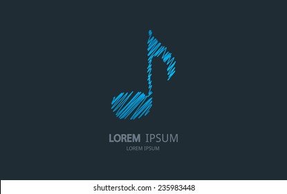Abstract note logo. Vector logotype design.