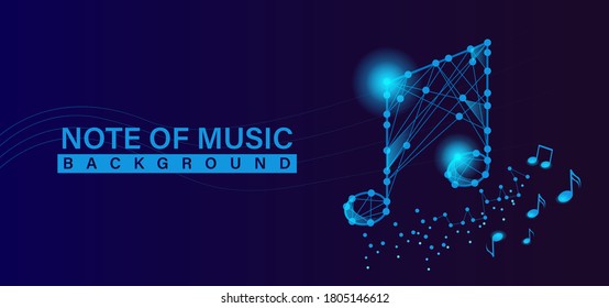 Abstract note music design background on blue