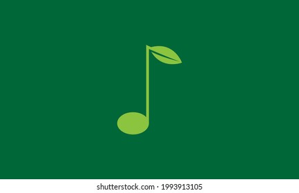 abstract note music with leaf logo vector icon illustration design