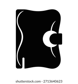 Ícone abstrato do notebook - Capa curvada mínima do livro com braçadeira