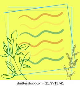 bloc de notas abstracto y plantas vector de fondo amarillo suave