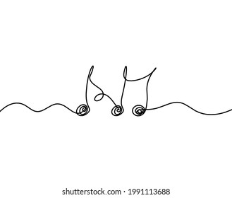 Abstract notes as continuous lines drawing on white background. Vector