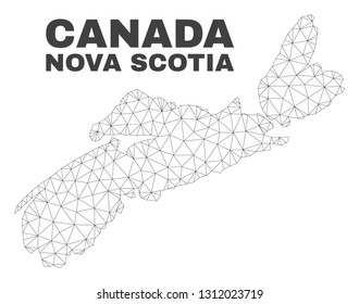 Abstract Nova Scotia Province map isolated on a white background. Triangular mesh model in black color of Nova Scotia Province map. Polygonal geographic scheme designed for political illustrations.