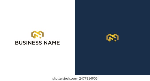 Abstract NR RN letter simple style business logo design vector template