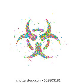Abstract nuclear radiation sign splash multicolored circles. Vector illustration.