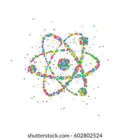 Abstract nucleus of an atom splash multicolored circles. Vector illustration.