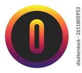Abstract Number 0 Displaying a Vibrant Spectrum of Warm to Cool Gradient Colors Encased in a Smooth Dark Circular Frame