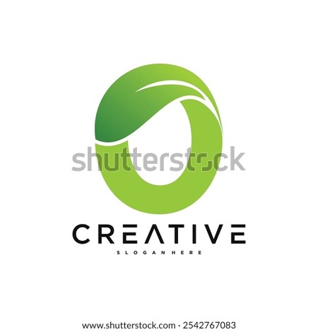 Abstract number 0 and leaf logo design. Premium Vector