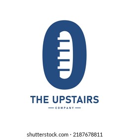 Abstract number 0 with stair vector logo template. Suitable for business, web, corporate, building and art logotype. Also, use for growth and step symbol