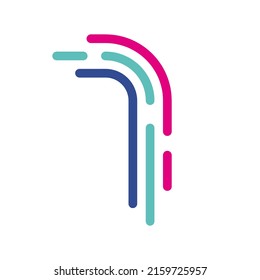Abstract number 1 Line Colorful logo-icon. Modern numeral lines with new pop art colors. Font one number template. Set logo thin line clean style. white background.