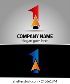 Abstract Number 1 logo Symbol with arrow 