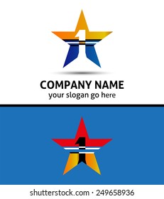 Abstract Number 1 logo Symbol with star icon 