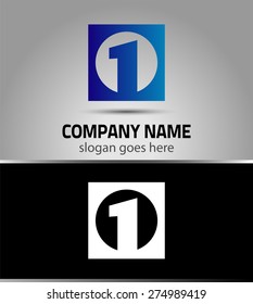 Abstract Number 1 logo Symbol icon set
