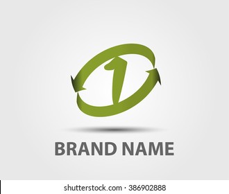 Abstract Number 1 logo Symbol with arrow
