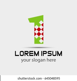 Abstract Number 1 logo Symbol 
