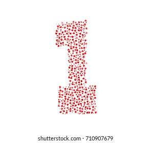 Abstract Number 1 Made Of Red Solid Hearts