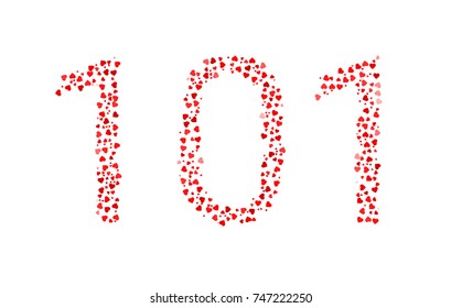 Abstract Number 101 Made Of Red Hearts