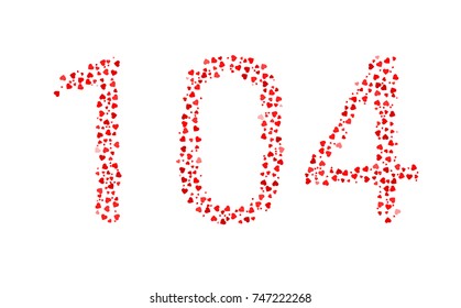 Abstract Number 104 Made Of Red Hearts