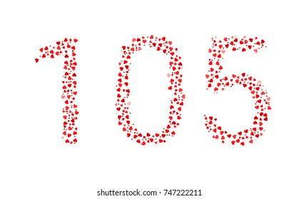 Abstract Number 105 Made Of Red Hearts
