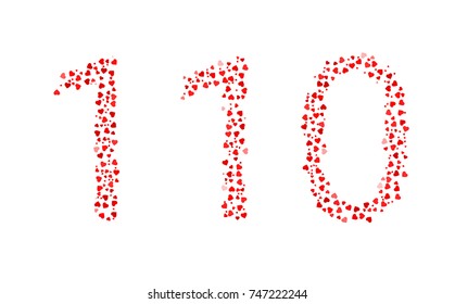 Abstract Number 110 Made Of Red Hearts