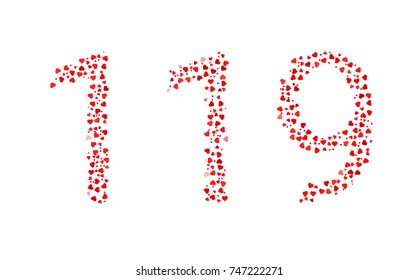 Abstract Number 119 Made Of Red Hearts