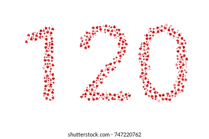 Abstract Number 120 Made Of Red Hearts