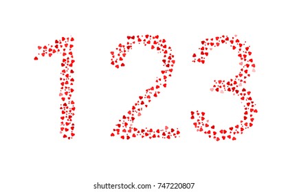Abstract Number 123 Made Of Red Hearts