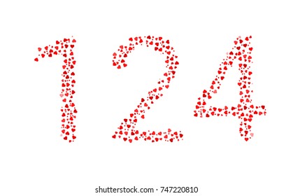 Abstract Number 124 Made Of Red Hearts