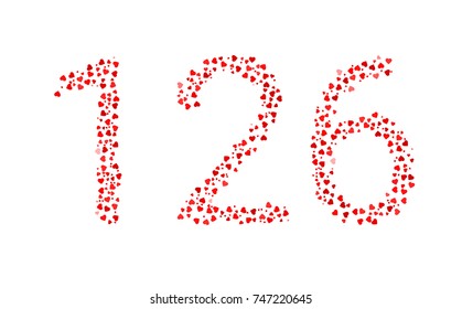 Abstract Number 126 Made Of Red Hearts