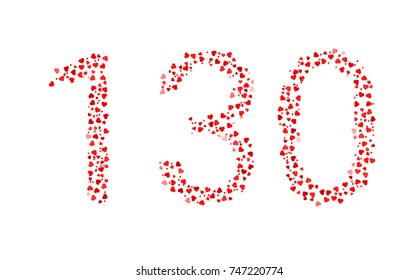 Abstract Number 130 Made Of Red Hearts
