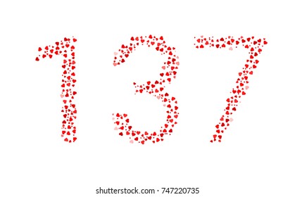 Abstract Number 137 Made Of Red Hearts