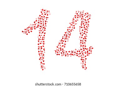 Abstract Number 14 Made Of Red Eastern Hearts