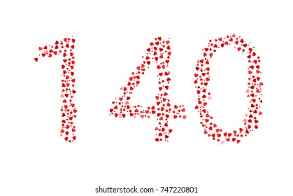 Abstract Number 140 Made Of Red Hearts