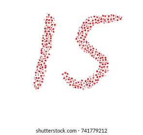 Abstract Number 15 Made Of Red Hearts