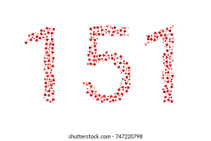 Abstract Number 151 Made Of Red Hearts