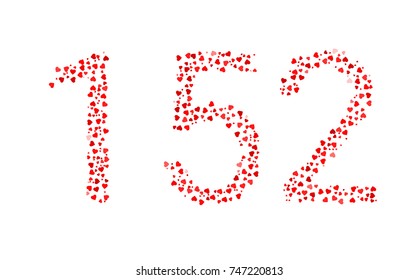 Abstract Number 152 Made Of Red Hearts