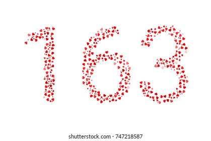 Abstract Number 163 Made Of Red Hearts