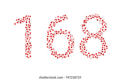 Abstract Number 168 Made Of Red Hearts