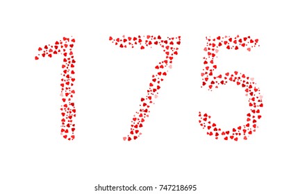 Abstract Number 175 Made Of Red Hearts